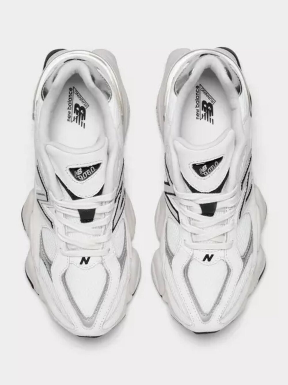 Women's New Balance 9060 Shoes - White Black Silver Metallic U9060JRB - Picture 8 of 9